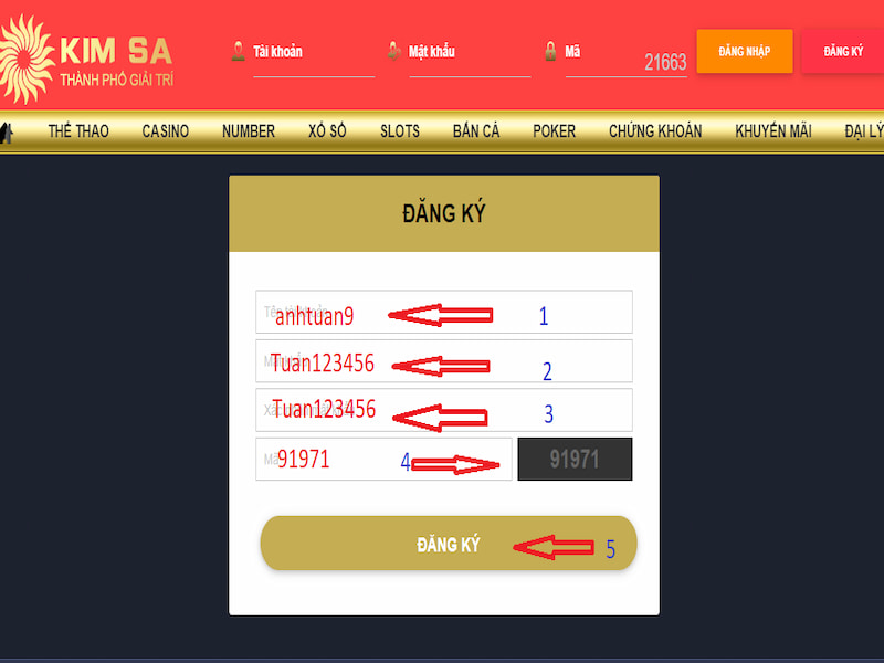 Hướng dẫn đăng ký tài khoản tham gia game Kimsa